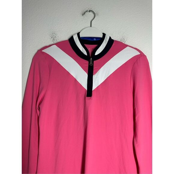 Lohla Sport The Laurie Chevron Top Long Sleeve Athletic Womens Sz M Pink White - Picture 2 of 11